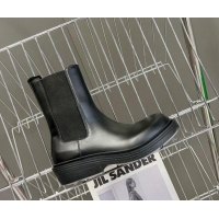 Pretty Style Bottega Veneta Lug Ankle Boots in Calf Leather Black 926013