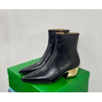 Top Design Bottega Veneta Tex Ankle Boots 7cm in Calfskin and Metal-Tone Heel Black 013140