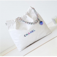 Buy Inexpensive CHANEL 22 HANDBAG Shiny Calfskin AS3261 White