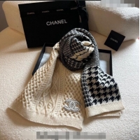 Inexpensive Chanel Knit Long Scarf 30x190cm C1108 White 2023