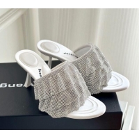 Good Quality Alexander Wang Crystal Heel Slide Sandals 8cm White 725082