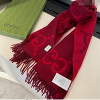 Low Price Gucci Jumbo GG Cashmere Scarf 45x170cm G1123 Red 2023