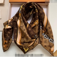 New Fashion Louis Vuitton Silk Sqaure Scarf 90x90cm LV1123 Brown 2023