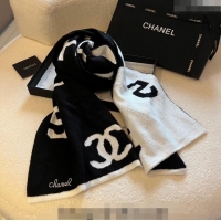 Famous Brand Chanel CC 5 Knit Scarf 30x178cm 1123 White/Black 2023