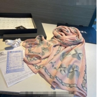 Well Crafted Chanel Camellia Bloom Cashmere Long Scarf 110x200cm CH1123 Light Pink 2023