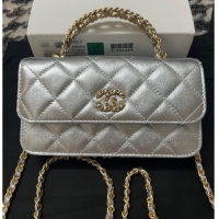 Buy Discount CHANEL FLAP PHONE HOLDER WITH CHAIN AP3575 Silver