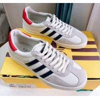 Stylish adidas x Gucci Gazelle Leather and Suede Low-top Sneakers White/Grey 024003