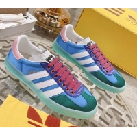Good Looking adidas x Gucci Gazelle GG Canvas Low-top Sneakers in Satin Blue/Green 106126