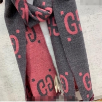 Promotional Gucci Jumbo GG Wool Scarf 35x190cm G1206 Grey/Pink 2023
