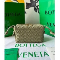 Promotional Bottega Veneta Mini Loop Camera Bag in Intrecciato Leather 723547 Travetine Green 2023