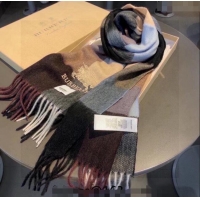 Famous Brand Burberry Check Cashmere Scarf with Knight Logo 35x180cm BR122101 Grey 2023