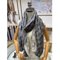 Top Grade Gucci Wool and Gold-Tone Long Scarf 50x195cm GG122102 Grey 2023