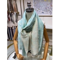 Luxurious Gucci Wool and Gold-Tone Long Scarf 50x195cm GG122102 Light Green 2023