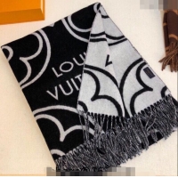 Top Quality Louis Vuitton LV In Bloom Cashmere Wool Long Scarf 70x200cm LV122104 Black 2023