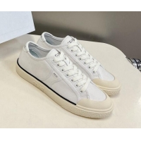 Best Grade Celine AS-01 Low Lace-up Alan Sneakers with Triomphe Patch in Canvas White 204091