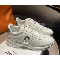 Top Grade Celine Runner CR-02 Low Lace-up Sneakers in Calfskin White/Silver 1218107