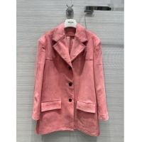 Well Crafted Prada Sheepskin Suede Leather Jacket P122538 Pink 2023