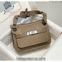 Buy Fashionable Hermes Jyspiere Mini bag in Swift Leather with Canvas Strap 0908 Elephant Grey/Silver 2023