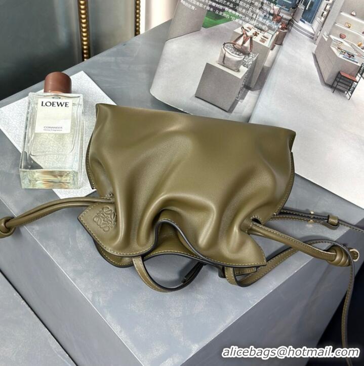 Top Quality Loewe Mini Napa Leather Flamenco clutch 26941 Khaki Green