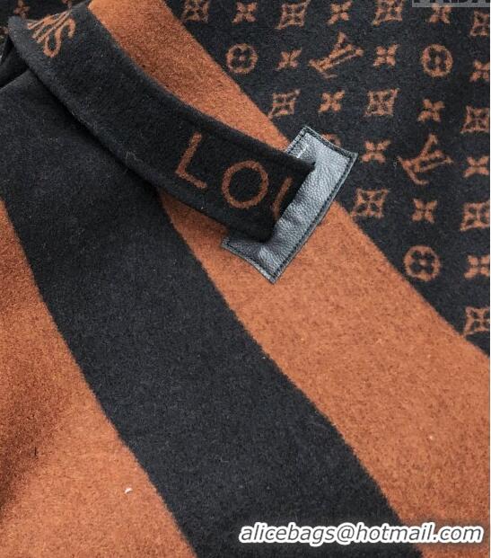 Best Price Louis Vuitton Hooded Wrap Coat CH110933 Black/Brown 2023
