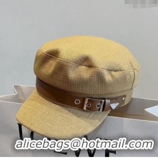 Top Grade Prada Fabric Hat with Logo Belt PR09122 Yellow 2023