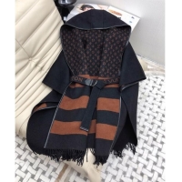 Best Price Louis Vuitton Hooded Wrap Coat CH110933 Black/Brown 2023