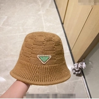 Top Quality Prada Knit Bucket Hat PA1108 Brown 2023