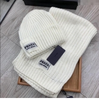 Super Quality Prada Knit Hat and Scarf Set P1108 White 2023