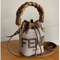 Famous Brand Fendi Mon Tresor fabric mini bag with FF motif 0111 Brown