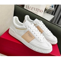 Fashion Luxury Valentino Upvillage Sneakers in Nappa Calfskin White/Apricot 1218082