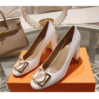 Durable Louis Vuitton Madeleine Pumps 8cm in Patent Leather with LV Circle White 204029