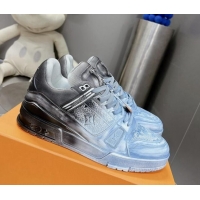 Good Looking Louis Vuitton Basketball Sneakers in Painted Leather Light Blue 218062