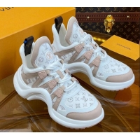 Sophisticated Louis Vuitton LV Archlight Sneakers in Perforated Leather Light Pink 218068