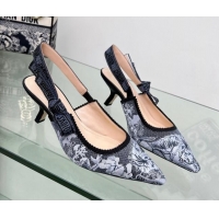Grade Quality Dior J'Adior Slingback Pumps 6.5cm in Blue Multicolor Embroidered Denim with Toile de Jouy Sauvage Motif 2