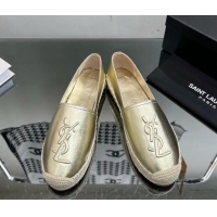 Good Quality Saint Laurent YSL Leather Espadrilles Gold 205086