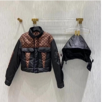 Buy Discount Louis Vuitton Monogram Accent Padded Jacket LV4510 Black/Brown