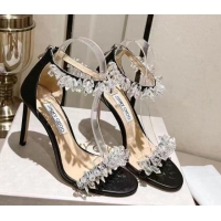Shop Duplicate Jimmy Choo LOVE Sandals 8cm in Leather with Crystals Black 109057