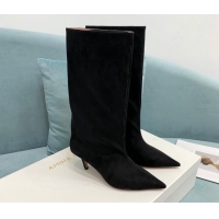 Low Cost Amina Muaddi Fiona Medium Boots 6.5cm in Suede Black 214078