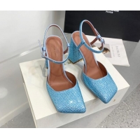 Good Looking Amina Muaddi Charlotte Pumps 9.5cm in Crystals Blue 104169