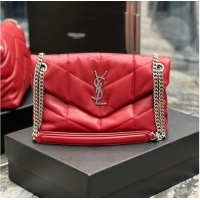 Best Price SAINT LAUREN PUFFER SMALL CHAIN BAG Y777476 red&Silver