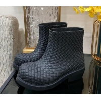 Trendy Design Bottega Veneta Fireman Ankle Boots Intreccio Leather Black 205091