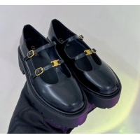Purchase Celine Double Strap Mary Jane Loafers 5cm in Calfskin Black 0103120