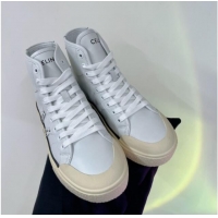 Good Quality Celine AS-02 Mid Lace-up Alan Platform Sneakers 4cm with Studs in Calfskin White/Black 0103129