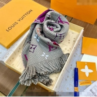 Low Cost Louis Vuitton Logomania Rainbow Wool Long Scarf with Fringe 30x175cm LV011002 Grey 2024