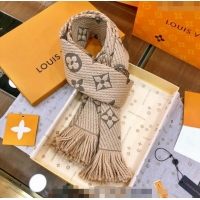 Reasonable Price Louis Vuitton Logomania Wool Long Scarf with Fringe 30x175cm LV011004 Beige 2024