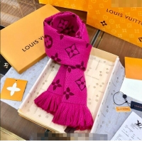 Best Price Louis Vuitton Logomania Wool Long Scarf with Fringe 30x175cm LV011004 Dark Pink 2024