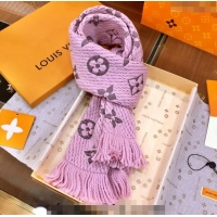Shop Cheap Louis Vuitton Logomania Wool Long Scarf with Fringe 30x175cm LV011004 Light Pink 2024