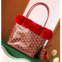 Most Popular Goyard Anjou Reversible Tote Bag With Cony Fur Mini 2399 Red