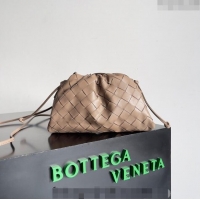 Most Popular Bottega Veneta Mini Pouch Bag in Wide Intrecciato Leather 585852 Taupe Beige 2023