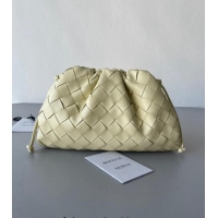 Luxurious Bottega Veneta Mini Pouch Bag in Wide Intrecciato Leather 585852 Light Yellow 2023